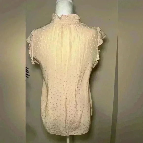 Rebecca Taylor Silk Jacquard Heart Ruffle Blouse - Size 6 - Picture 4 of 7